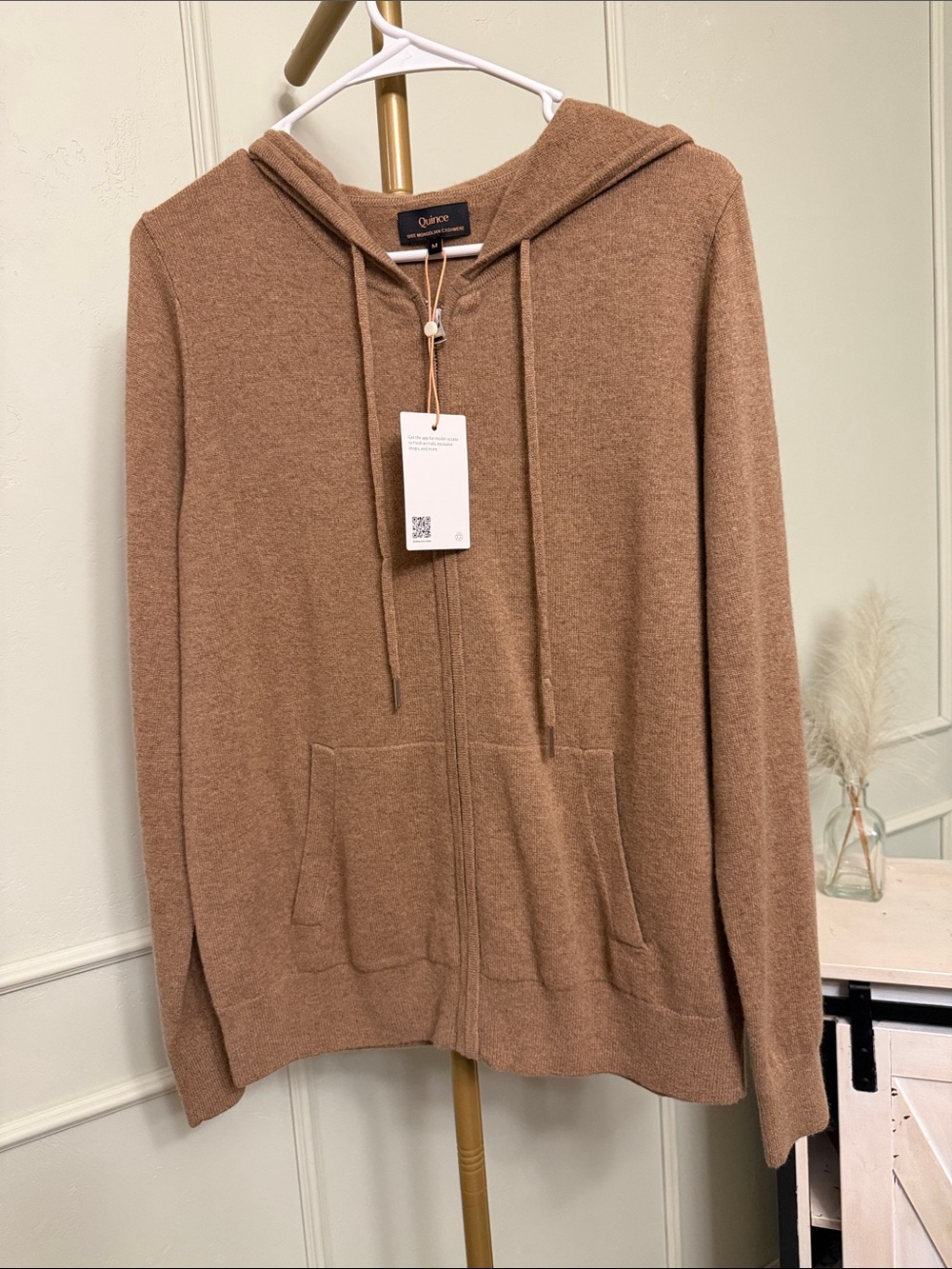 Quince Cashmere Sweater Zip Up Hoodie Teak MSRP $120